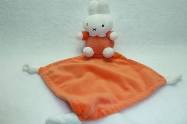 Doudou Lapin Peluche Orange Et Blanc Avec Mouchoir Comme Neuf Tiamo Bv