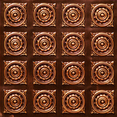 Decorative D128 Antique Copper PVC Faux Tin Glue Up Ceiling Tiles 24 x 24 Lot 25