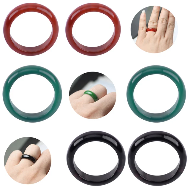 3pcs Unisex Women Men Handmade Chinese Retro Natural Gem Agate Jade Band Ring rt