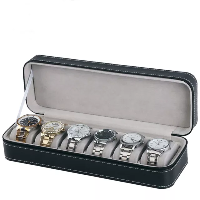 6/10/12 Slots Watch Collect Box Portable Travel Zipper Jewelry Storage Case 2