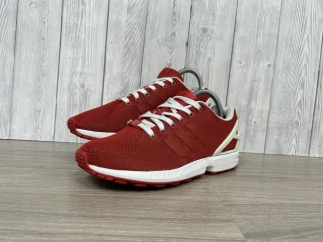 Adidas ZX Flux Trainers UK Size 6 Red Shoes Sneakers Gym White Torsion Run