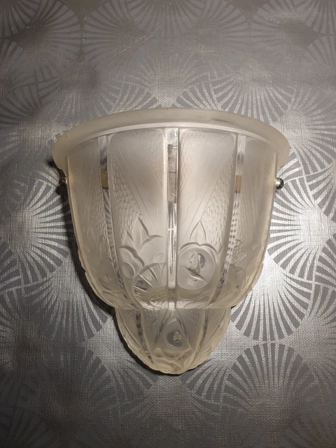 ancienne applique murale lampe art déco HETTIER & VINCENT vasque en verre lustre 2