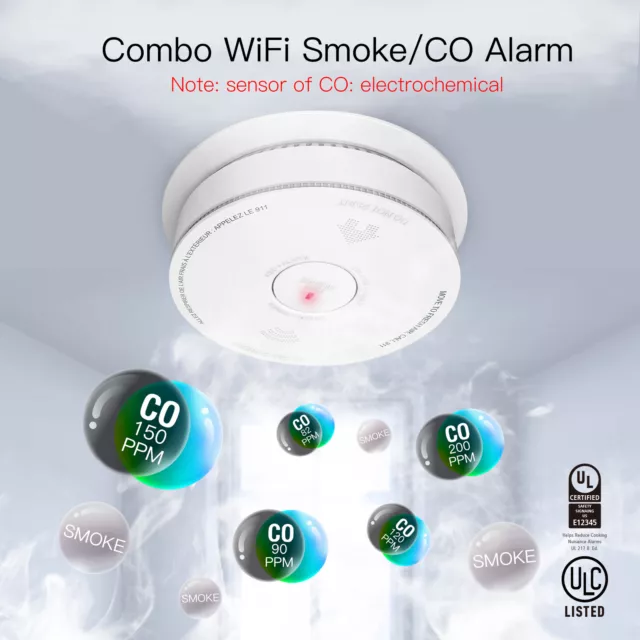 Tuya Smart WiFi Carbon Monoxide & Smoke Detector CO Gas Sensor Alarm Wireless 2