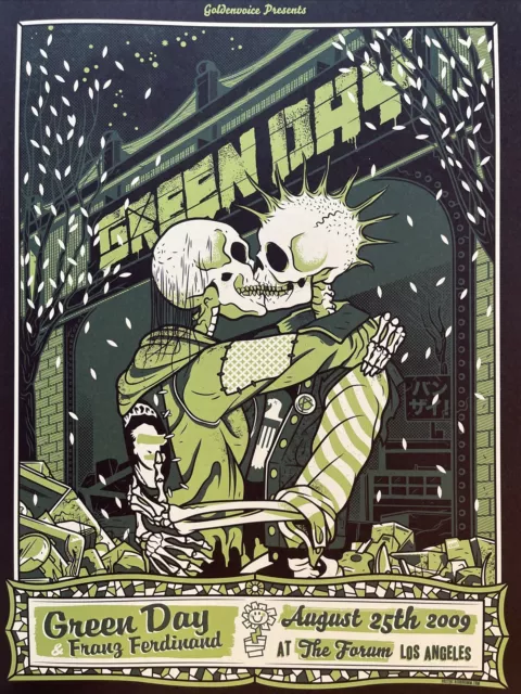 Green Day & Franz Ferdinand 2009 Mini Gig Poster Punk Indi Rock Art 14x10" 2 93