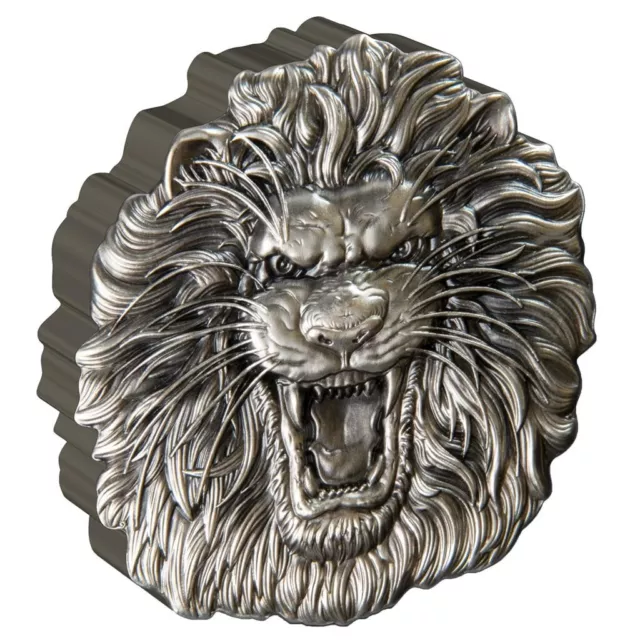 Silbermünze Löwe Wilde Natur (1.) 2022 - Niue - High Relief - 2 Oz Antik Finish