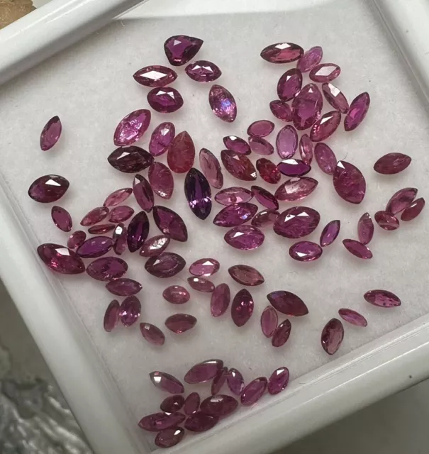 💎 Natural Buma Red Ruby Marquise Faceted 9.34ct Mixed Sizes No Reserve