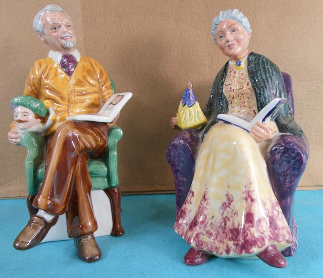 Hervorragendes Paar königliche Doulton Figuren Sammlerclub sitzende Dame Gentleman Bücher