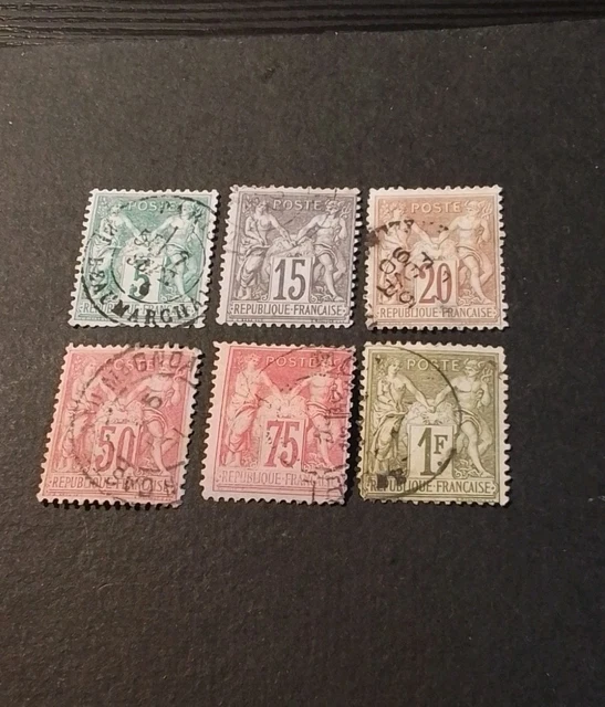 Timbre France Oblitéré 25c Bleu Type I – 1901, Cachet à La Main, Bon état