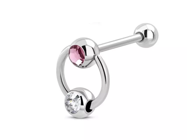 Edelstahl CBR BCR G:1,6mm Captive Bead Ring Piercing  y-ink171 rosa-klar