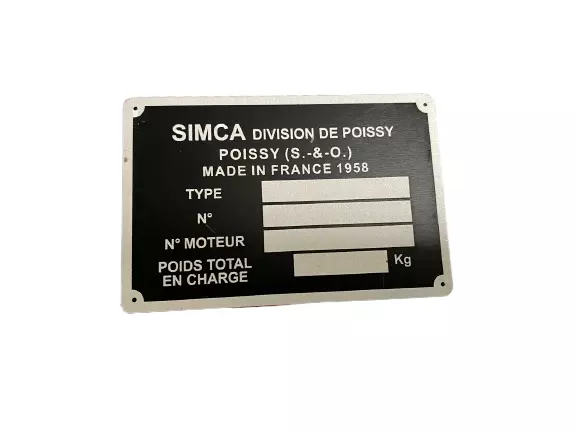 Plaque Constructeur TARE SIMCA 9 OU AUTRE POISSY  Plaque Vierge Neuf