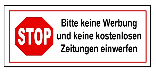 T TAKONE Keine Werbung Schild 4-tlg - Edelstahl Aufkleber 70x30mm Für Briefkasten Silber
