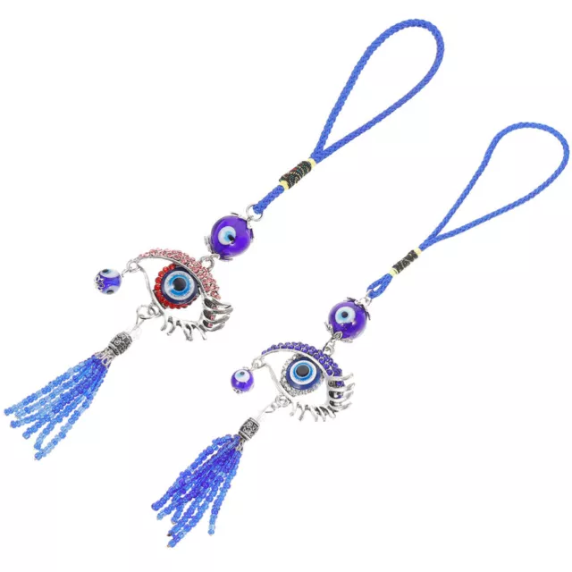 2 Pcs Devil Eye Glass Blue Accessories Car Hanging Ornament