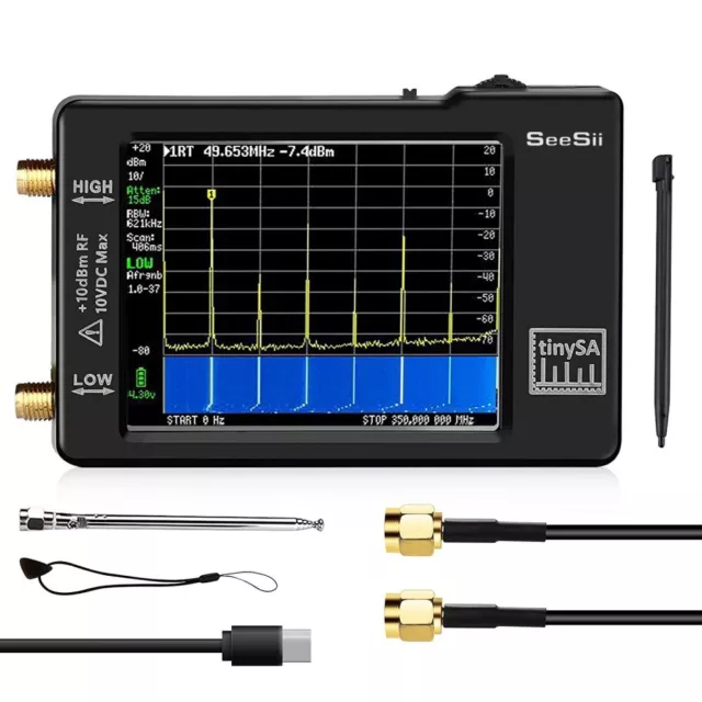 SeeSii Tiny Spectrum Analyzer TinySA 100kHz-960MHz Portable Frequency Analyzer