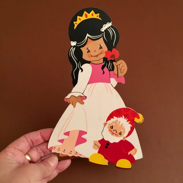 1970er Mertens-Kunst Prinzessin 21cm Brüder Grimm Deko Figur Märchen Holz Bild