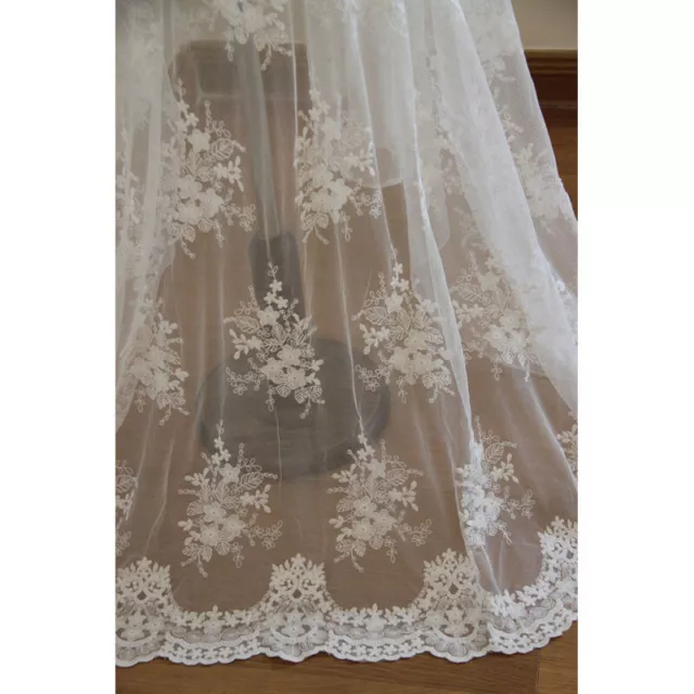 Embroidery Floral Mesh Lace Fabric DIY Costume Clothes Wedding Dress Curtain