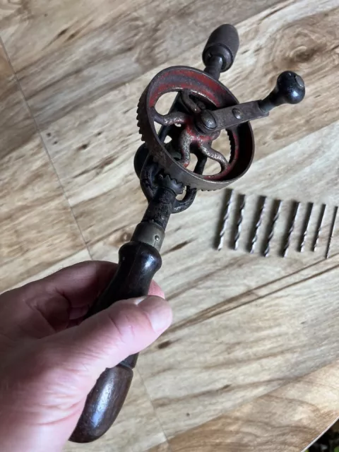Vintage hand drill German brand Flott 4 bits for free