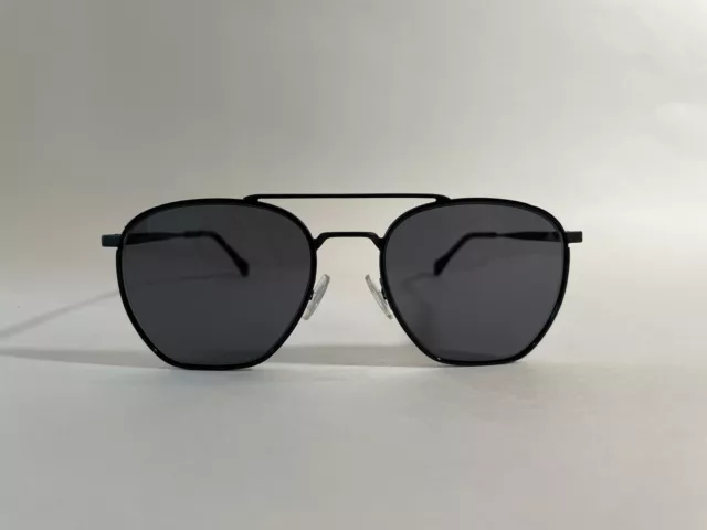 Authentic Hugo Boss 1090S 003IR Matte Blk Metal Square Sunglasses Grey Lens