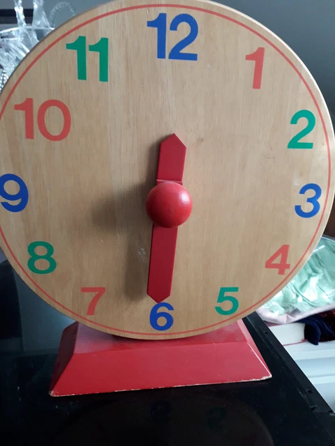 Kinder Holz Uhr zum lernen mit beweglichen Zeigern  ab ca 4 jahre