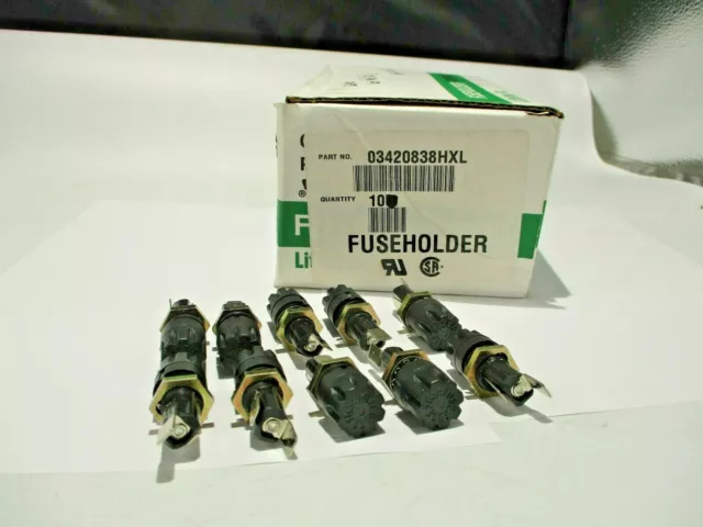 New Lot Of 10 Littelfuse 03420838Hxl Fuseholder 3Ag 20A/Amp 250V Qc 1/4Din