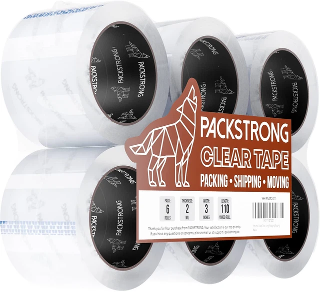 Clear Packing Tape 6 Rolls 110 Yards per Roll 3 Wide X 2.0 Mil Thick Shipping