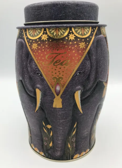 Williamson Tea Purple Elephant Empty Collectible Tin Metal Canister Caddy Decor