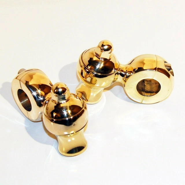 Old School "Dome" 1.5" Solid Brass Flanders Style Bolt-On  Risers Harley Bobber