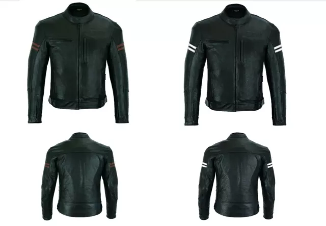 Giacca Moto in Pelle Morbido da Uomo Vintage Protezioni CE Cafe' Race BIESSE