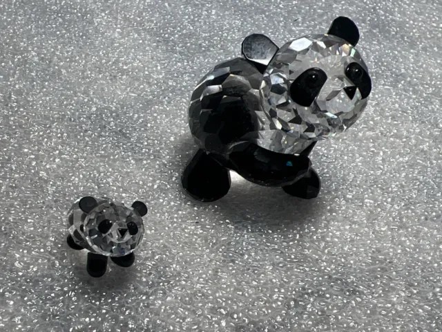 Swarovski Silver Crystal Mother Panda And Baby Panda 181080,181081 In Same Box
