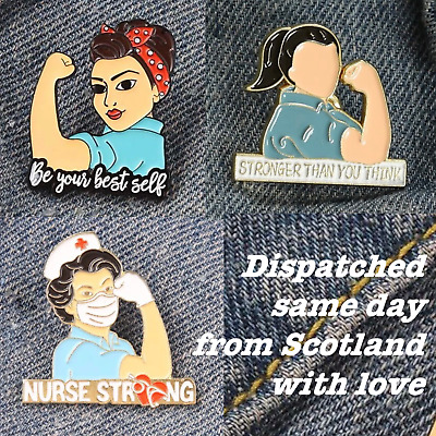 Rosie the Riveter badge pin enamel brooch feminist gender empowerment gift