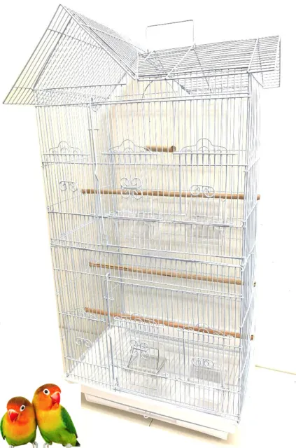 Large 38" Roof Top Canary Aviary Parakeet Cockatiel LoveBird Finch Bird Cage