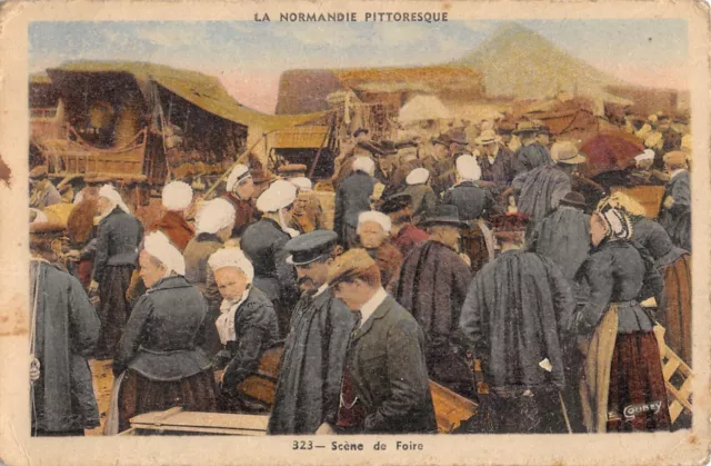 Cpa 14 La Normandie Picturesque Fair Scene