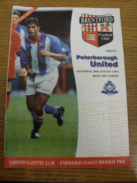 20/08/1994 Brentford v Peterborough United  . Condition: if no previous faults l