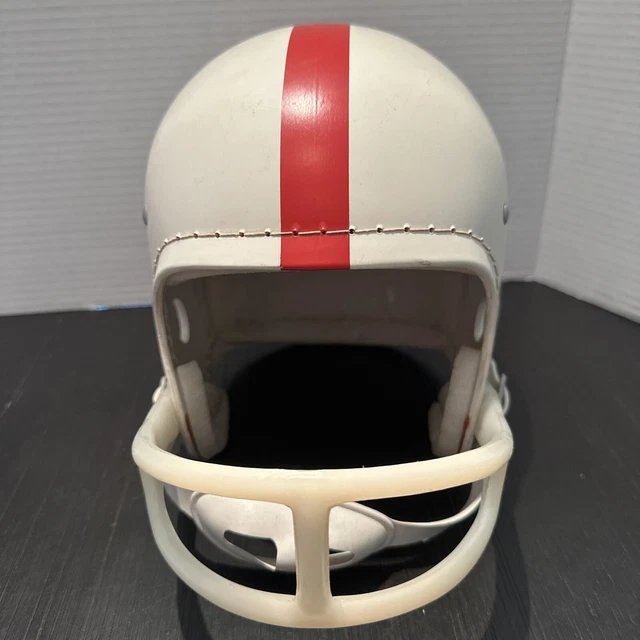 VINTAGE WILSON G5068 LARGE YOUTH FOOTBALL HELMET WHITE w RED STRIPE VGC