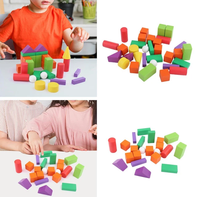 Blocchi di costruzione in legno Solidi geometrici, blocchi impilabili in  di