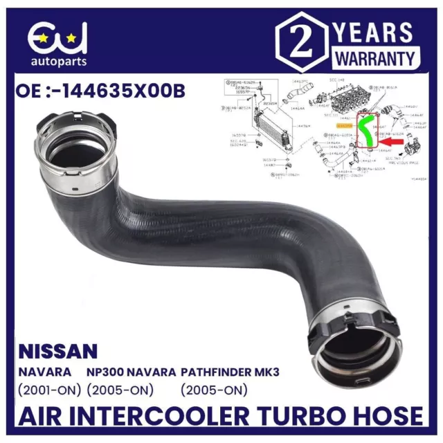 For Nissan Navara D40 Pathfinder 2.5 Turbo Intercooler Hose Pipe 144635X00B