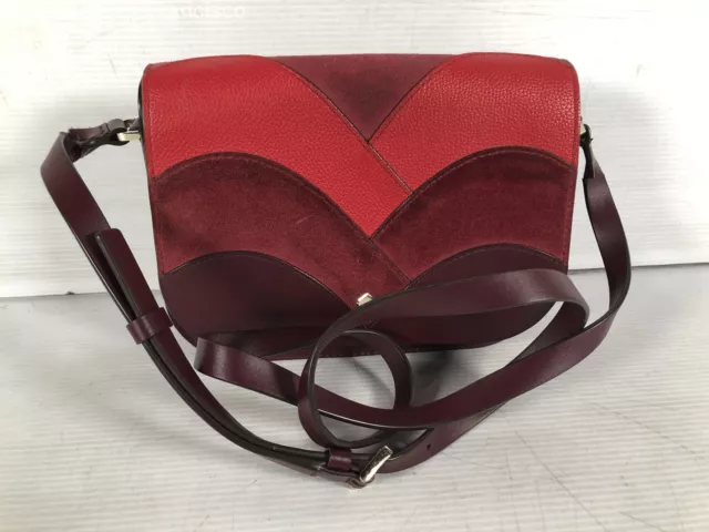 Kate Spade New York Womens Red Leather Adjustable Strap Crossbody Bag Small