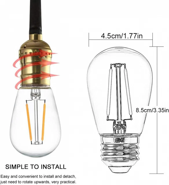 LEDGLE 2W ST64 E27 Schraube klassische LED Filament Birne warmweiß 2700K LED... 7