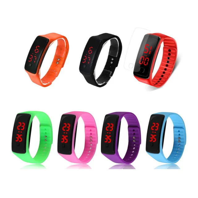 fr LED Silicone Bracelet Digital Watches Children Men Women Sport Wrist Watch