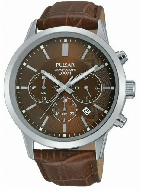 PULSAR GENTS CHRONOGRAPH Leather Strap Watch PT3739X1 49.99