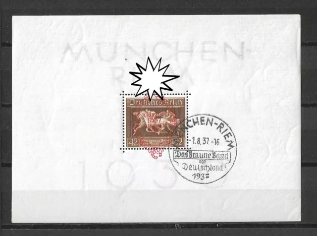 Deutsches Reich "Das Braune Band von Deutschland 1937 Block 10 Ersttagsstempel"