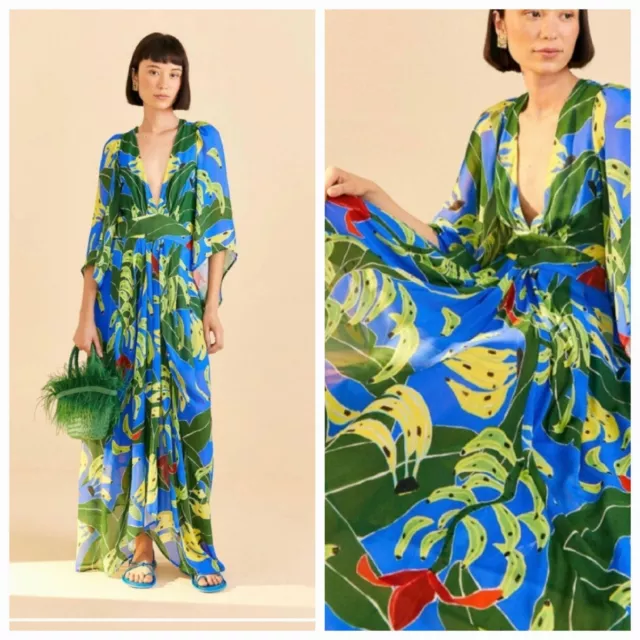 Large Farm Rio Blue Banana Leaves Dress