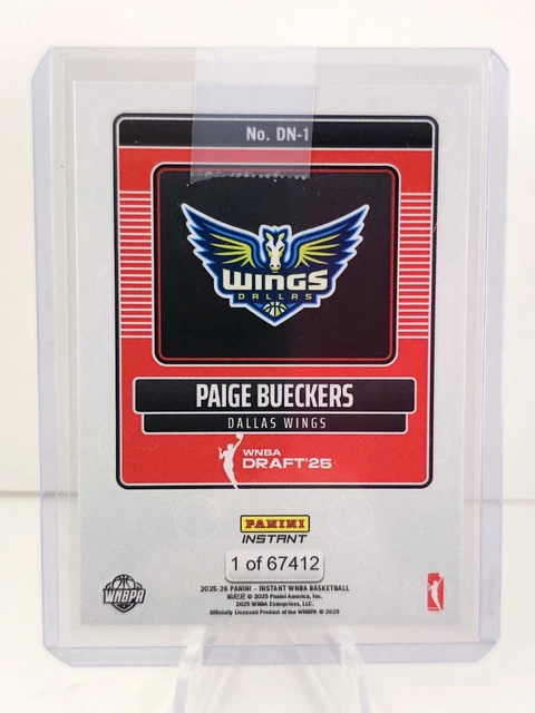 2025 Panini Instant WNBA Draft Card - Paige Bueckers #DN-1 Rookie Card (RC) Dallas Wings