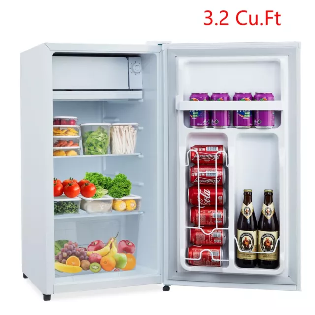 3.2 Cu.Ft Mini Fridge With Freezer Single Door Compact Refrigerator Adjustable