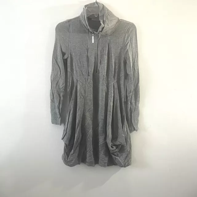 Kensie Long Sleeve Gray Zip Placket French Terry Dress Womens XS NWT