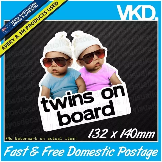 Twins on Board Sticker/Decal - Baby Boy Girl Vinyl Sign Hangover Car Mumlife 4x4