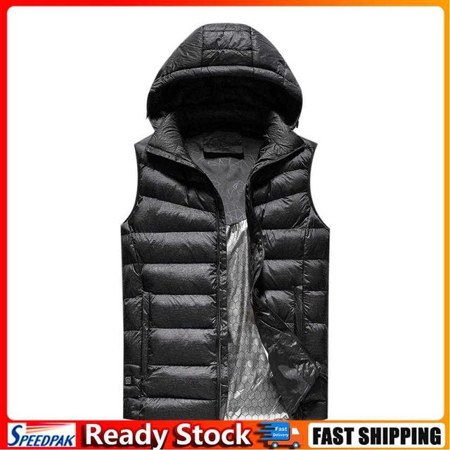 USB Electric Heated Vest Heating Winter Thermal Vest Waistcoat (L Black)