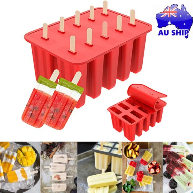 Ice Cream Mold 10Cells Block Moulds Icy Pole Jelly Pop Popsicle Maker Mould Tray