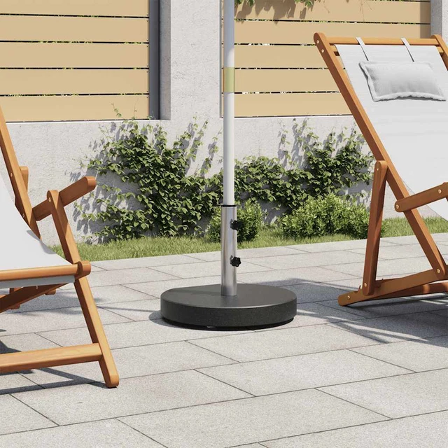 Base Per Ombrellone In Granito Nera 45x25x8.3 Cm - Supporto Stabile Con Ruote E Adattatori Per Pali 38/48 Mm