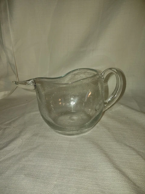 St. Remy Very Unusual Shape Clear Bubble Glass Pitcher Christmas Gift!!