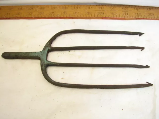 Antique 4-Tine Fish Eel Frog Gig Swamp Tool Spear Hand Forged Fishing Fork Head